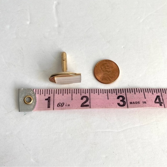 Vintage Swank Cuff Links 60s Gold Tone Faux Mother Of Pearl MOP - Picture 8 of 8